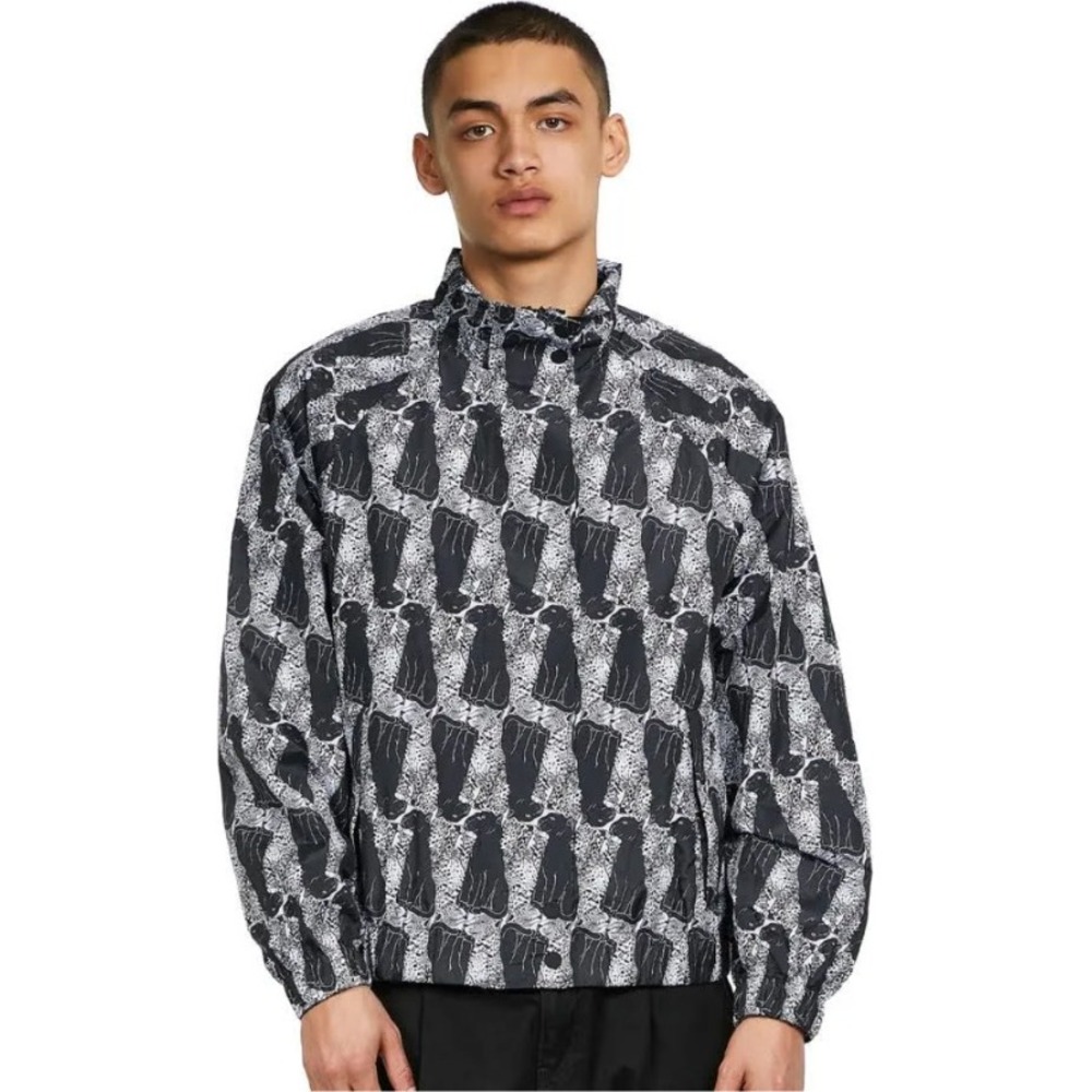 Vans‎ x Opening Ceremony Leopard Panther Print Windbreaker Jacket Black White L
